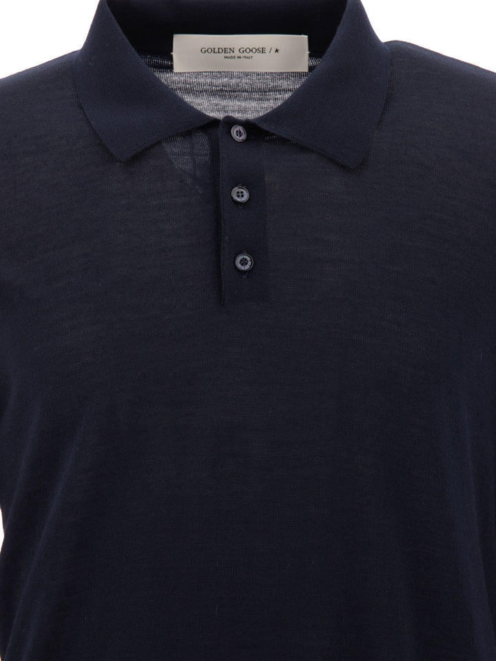 Golden Goose Wool Polo Sweater Knitwear - Blu | 94d5e8c6c417fb5e6897d86ad87afb7143411ae5