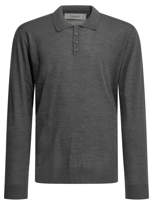 Wool Polo Sweater Knitwear Grey