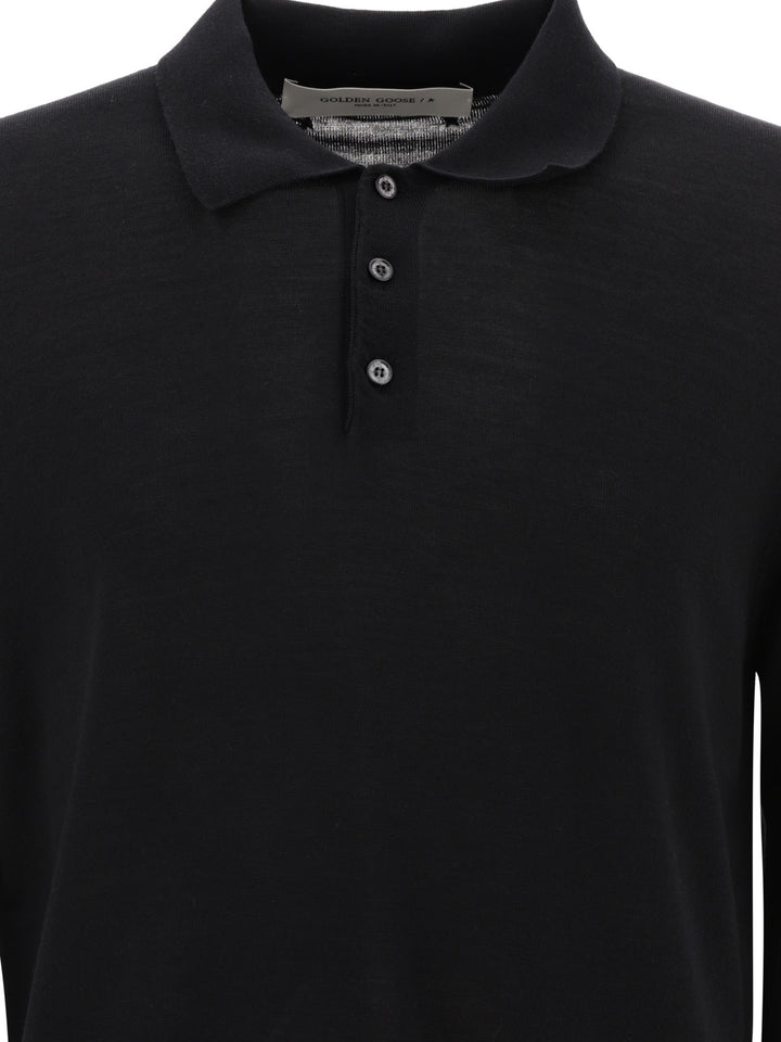 Golden Goose Wool Polo Sweater Knitwear - Nero | 60d742f2c06626dd8aea0a56b736e791e13bc755