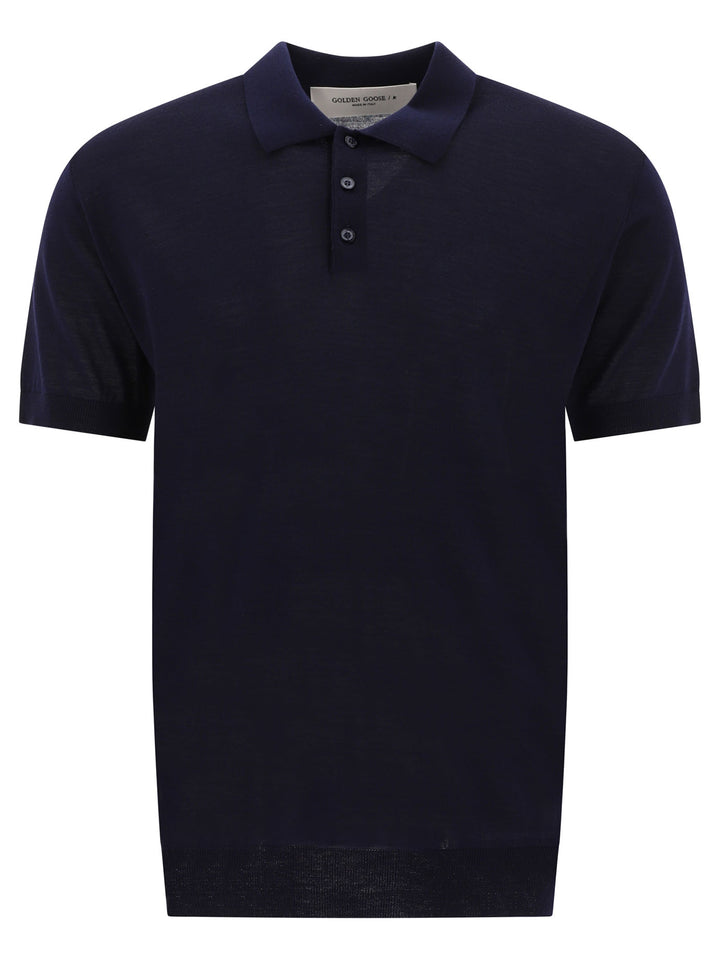 Golden Goose Merino Wool Button-Down Polo Shirt Polo shirts - Blu | 3f624d06518c4fbbcd6f2ae253b6eb1b45ea1291
