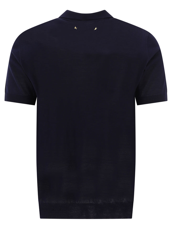 Golden Goose Merino Wool Button-Down Polo Shirt Polo shirts - Blu | e93aff50af9028f726ec53bd8e09b2d9baa85f49