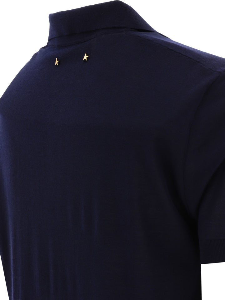 Golden Goose Merino Wool Button-Down Polo Shirt Polo shirts - Blu | 0a39316f18ddd0b47bd2b35efc7160570a2e7668