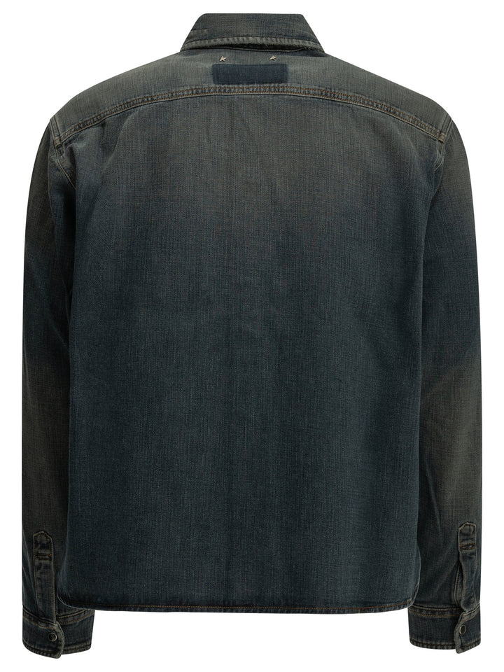 Golden Goose Casual Denim Shirt Shirts - Blu | ff439495c074720ff8bdc199c21ee5abc487f2af