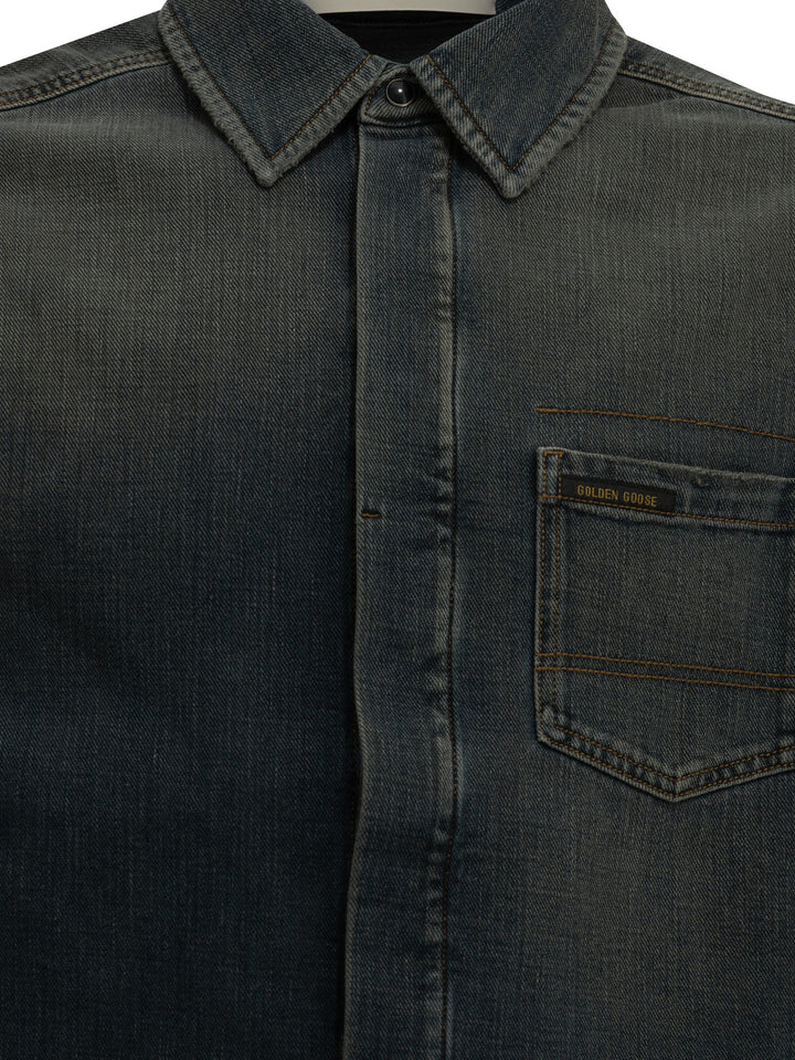 Golden Goose Casual Denim Shirt Shirts - Blu | c2150437122ebf44a09743cbec71d9a9f10aa6cd