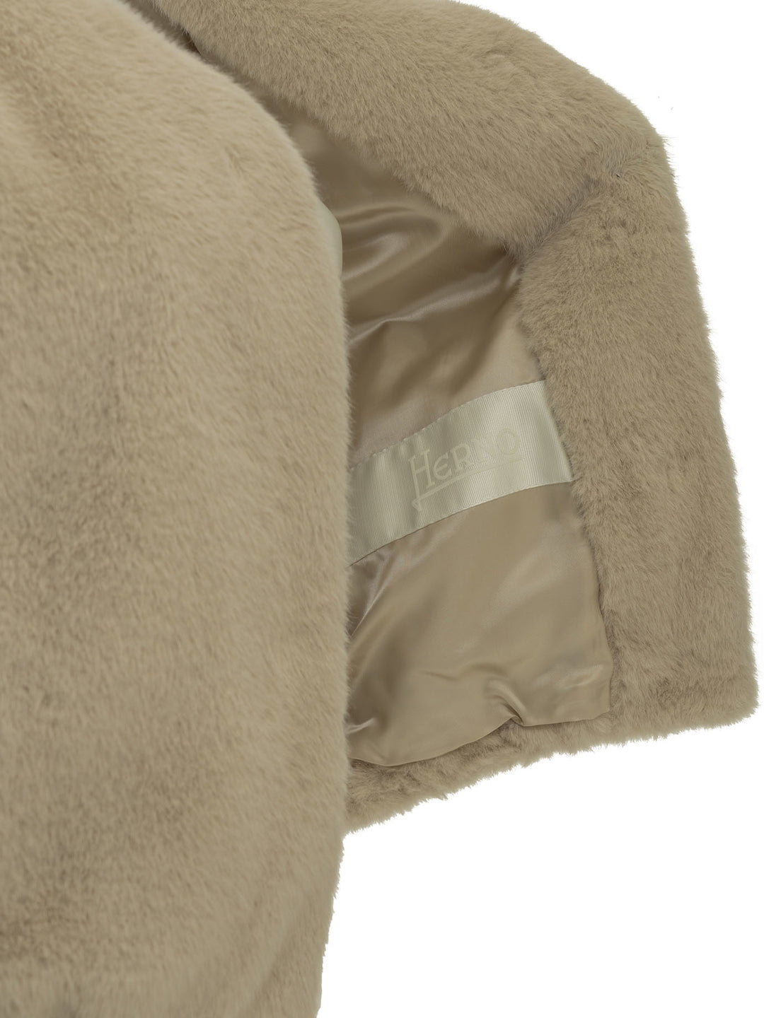 Herno Sleeveless Faux Fur Jacket Mantel Beige