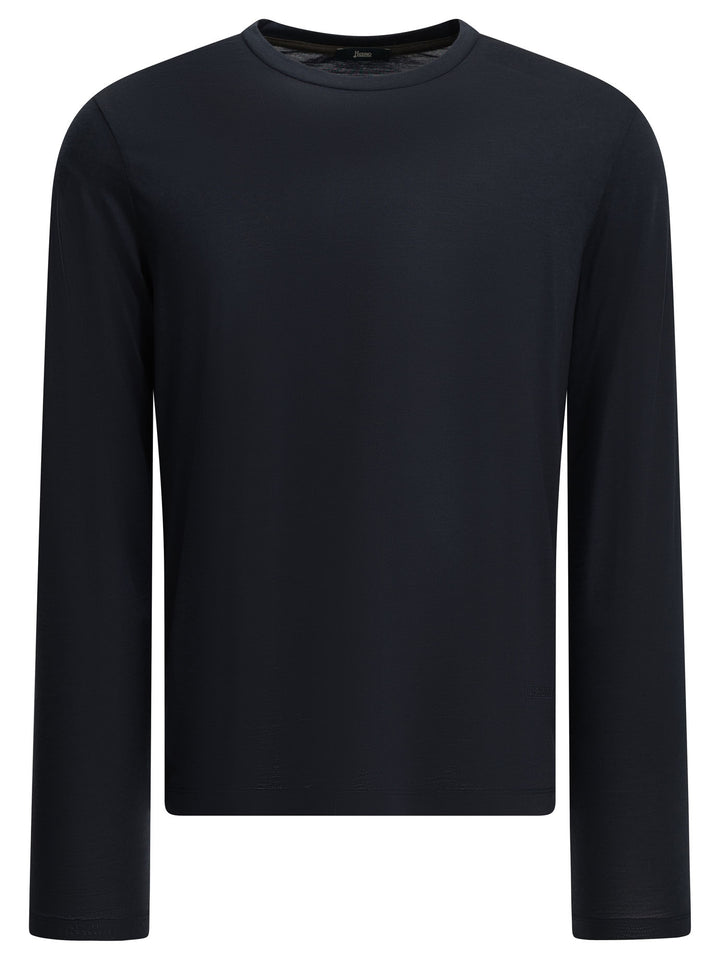 Herno Round-Neck Wool T-Shirt T-shirts - Blu | e8e1d273255202e8b887ac59f6c204d4374767d4