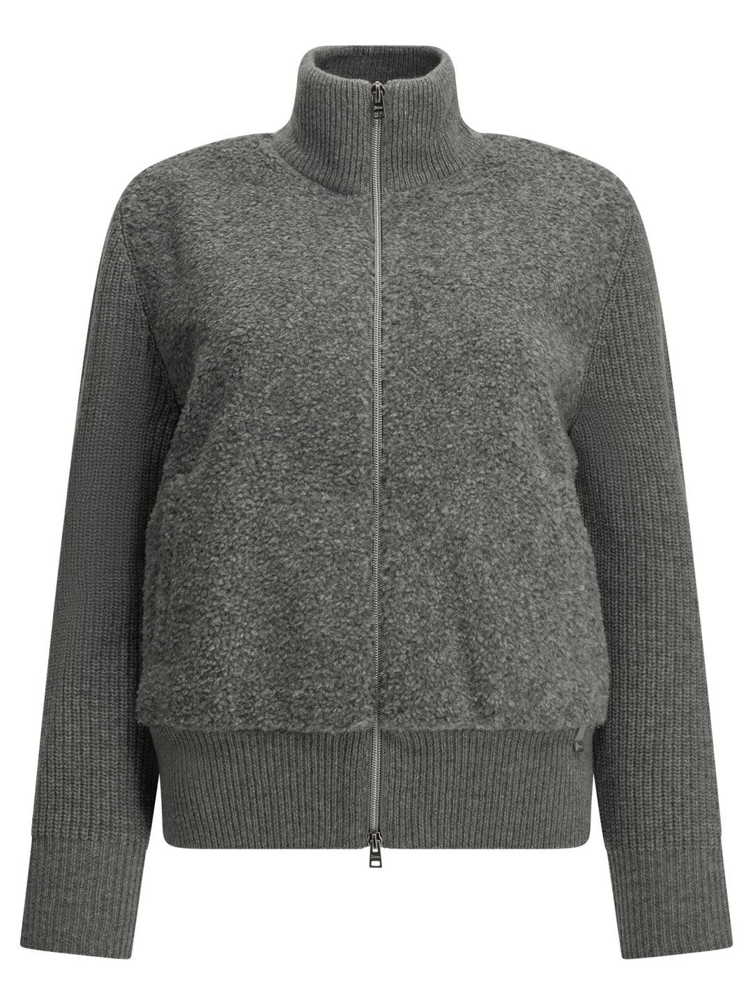 Herno Pure Wool Zip-Up Sweater Knitwear Grey