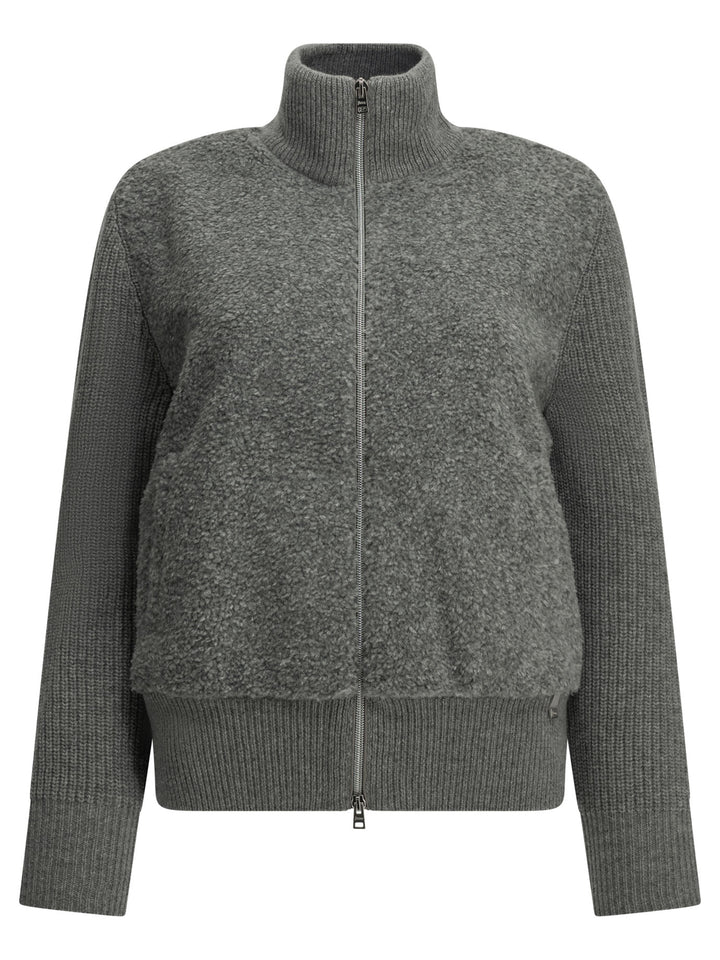 Herno Pure Wool Zip-Up Sweater Knitwear Grey