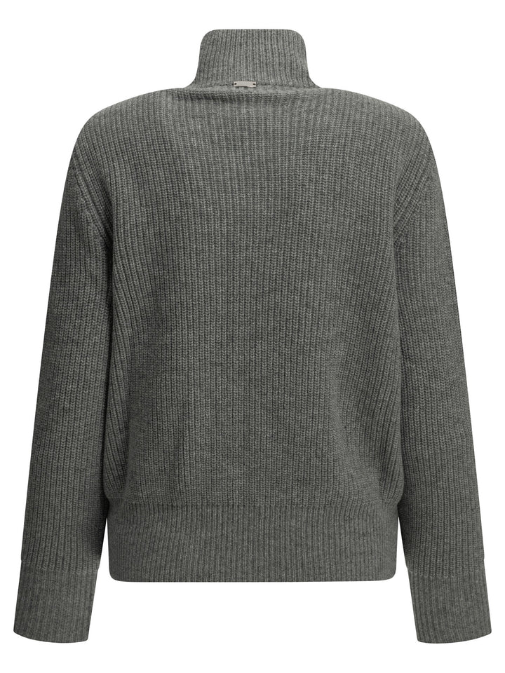 Herno Pure Wool Zip-Up Sweater Knitwear Grey