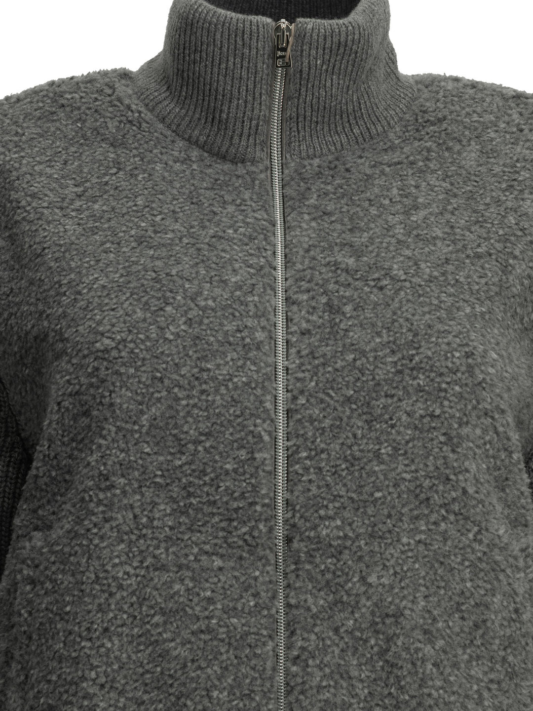 Herno Pure Wool Zip-Up Sweater Knitwear Grey