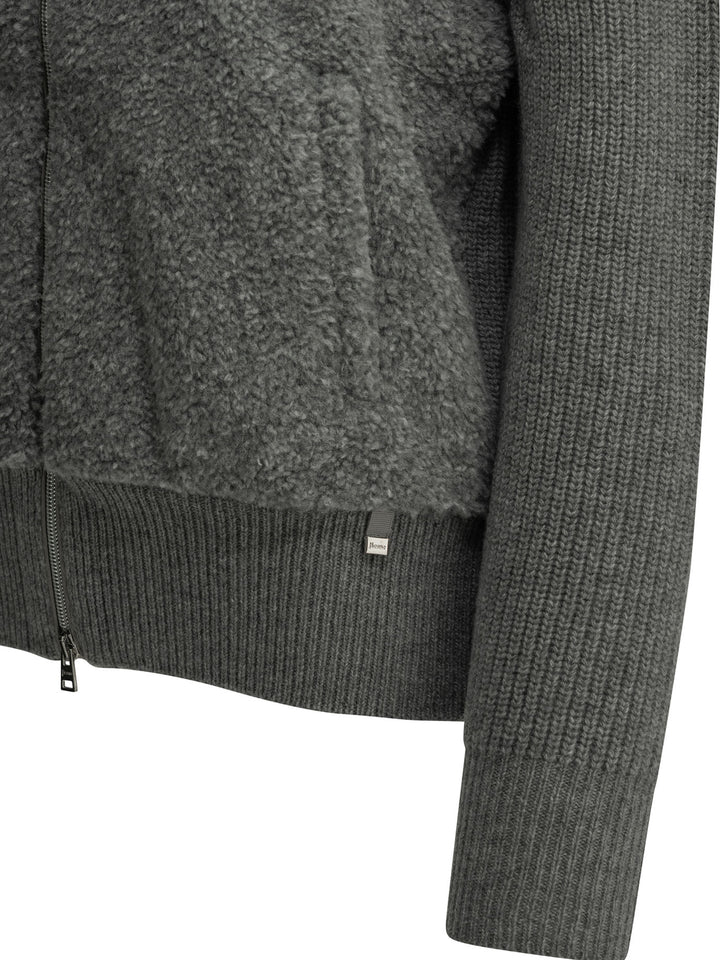 Herno Pure Wool Zip-Up Sweater Knitwear Grey