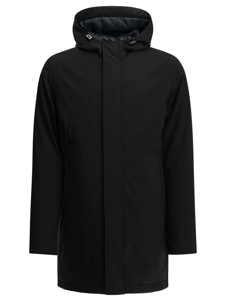 Herno Long Down Jacket In Stretch Twill Jackets and Coats - Blu | 4c44cec2df871d8d6b5c904dbb13307401917958