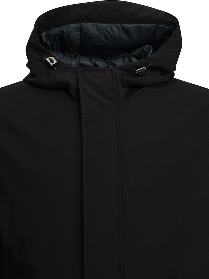 Herno Long Down Jacket In Stretch Twill Jackets and Coats - Blu | 751d39b51c1229435492ecc66e963438ee5b48c0
