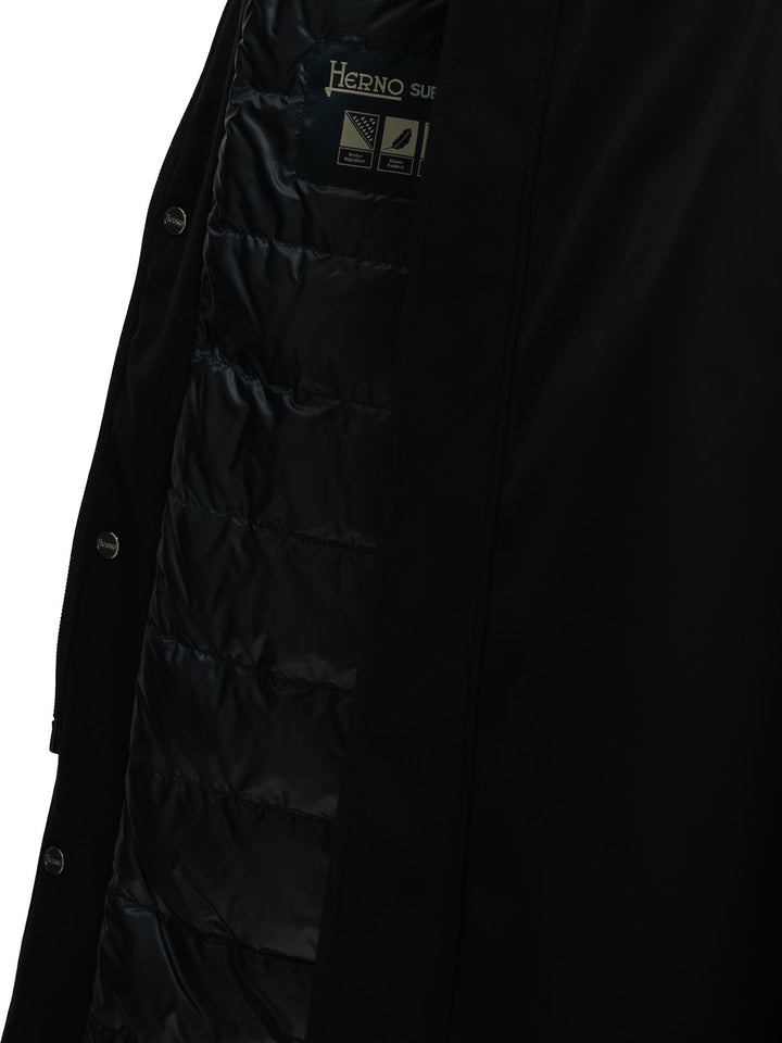 Herno Long Down Jacket In Stretch Twill Jackets and Coats - Blu | 8afbbf7a43fe524db144a5e6302d14a82a28ffe4