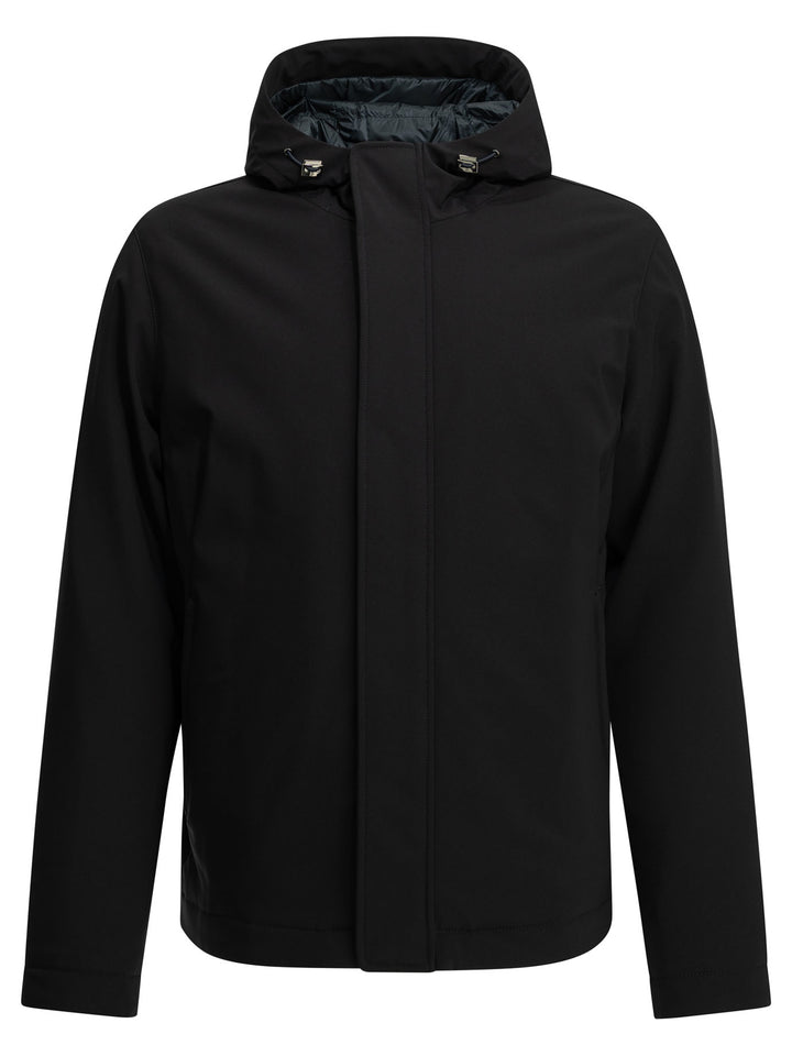 Herno Short Down Jacket In Stretch Twill Jackets and Coats - Blu | 4dd8a472de00e406fc38a84e62c42ffdcde33978