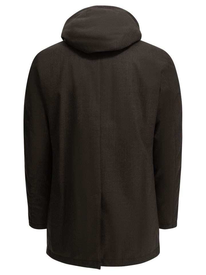 Herno Long Flannel Down Jacket Jackets and Coats - Marrone | efca5e4657dc5bd8d651833e11a8a886ee5ee5d6