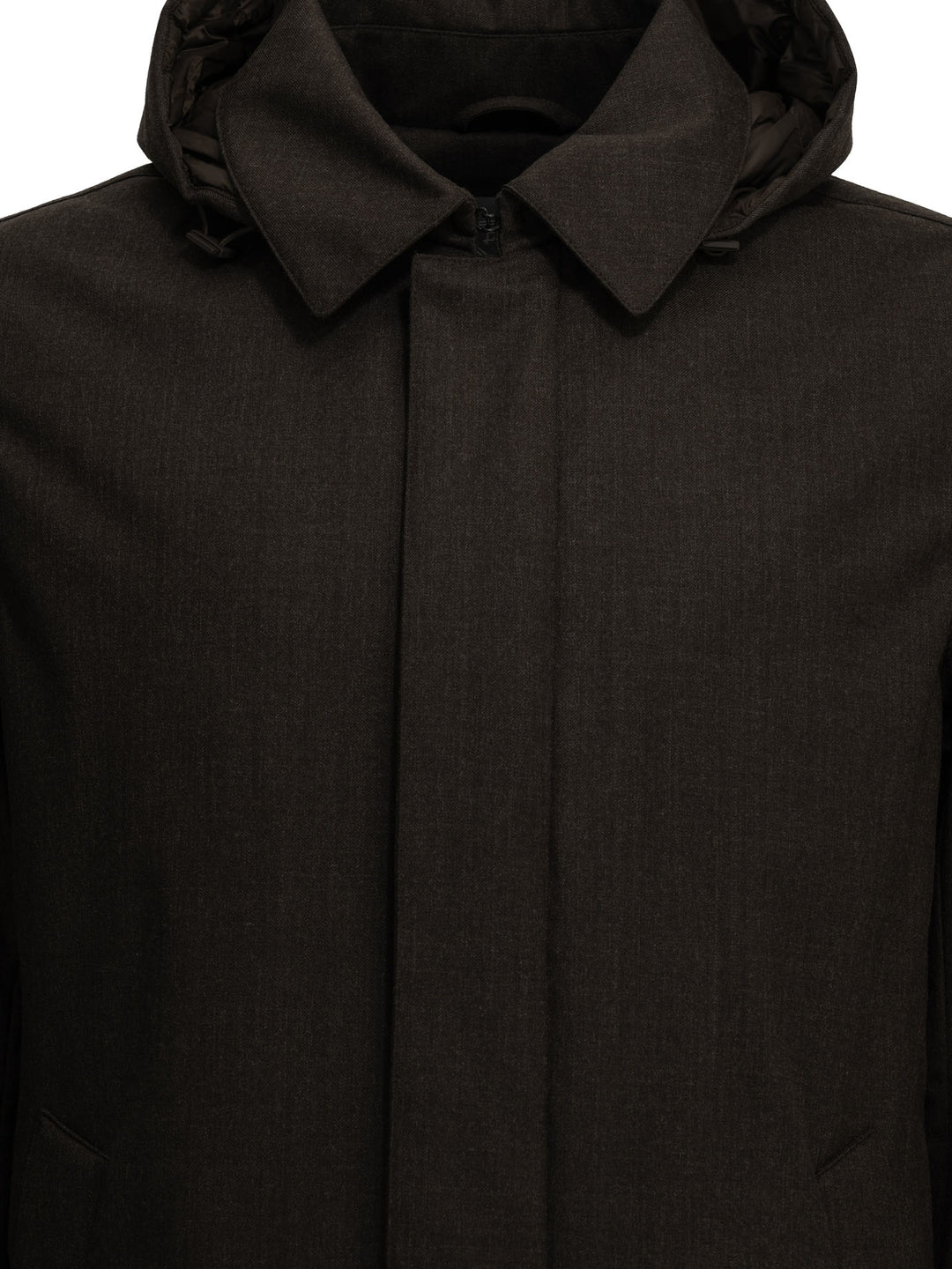 Herno Long Flannel Down Jacket Jackets and Coats - Marrone | 140d332dcb108ae8ee6c2f501928ef71f1eec4f8