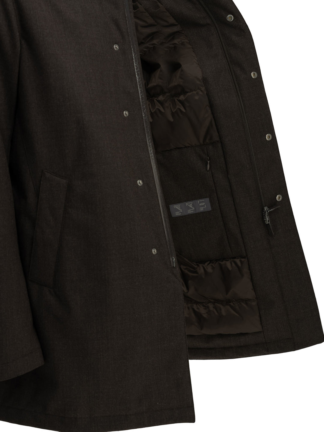 Herno Long Flannel Down Jacket Jackets and Coats - Marrone | d11e59c1bf072366530066a7527ea76842fde2f2