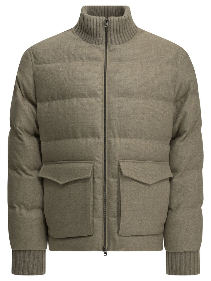 Herno Tweed Bomber Jacket Jackets and Coats - Beige | af1411d773fa190bd4af3b914ae7dce9ca00a6d9