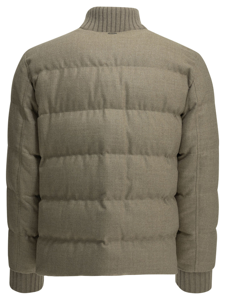 Herno Tweed Bomber Jacket Jackets and Coats - Beige | 0bb6e1fd35965d9ca718a13e5cc63e173d1c3a3b
