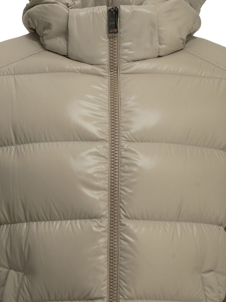 Herno Short Down Jacket With Logo Jackets and Coats - Beige | 64895d9b0d1e40565d444579c03364090ded0a55