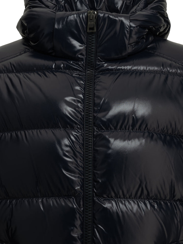 Herno Short Down Jacket With Logo Jackets and Coats - Blu | 1176363b5c572bcb9c77150361ed46a6c7dab8b7