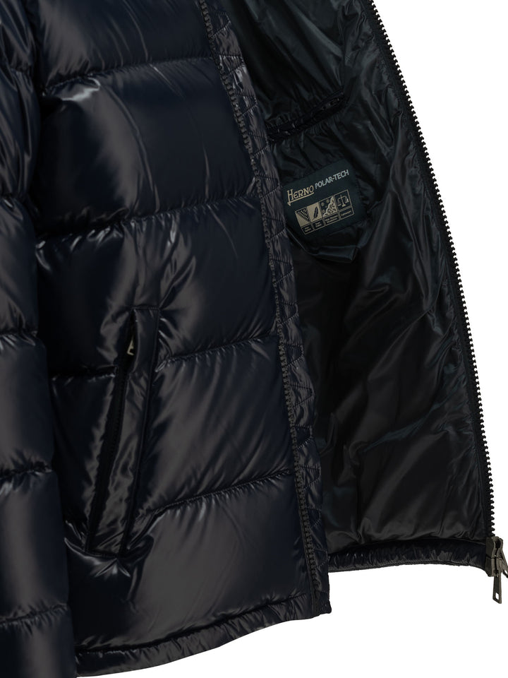 Herno Short Down Jacket With Logo Jackets and Coats - Blu | 911f91515719c24d86e588bfc6ea9895b67b1006