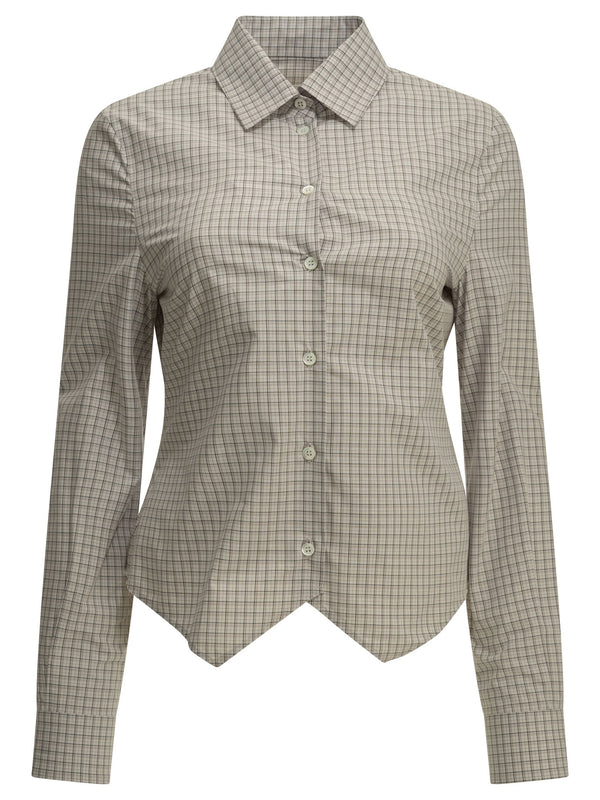 Pointed Hem Shirts Grey