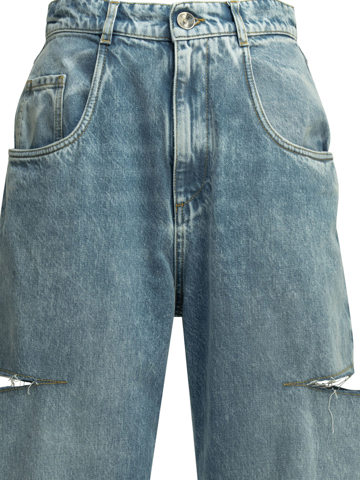 Maison Margiela Ripped Wide Leg Jeans - Blu | ceddc7e8ee7ddc525b587c7d24b9552635e70b93