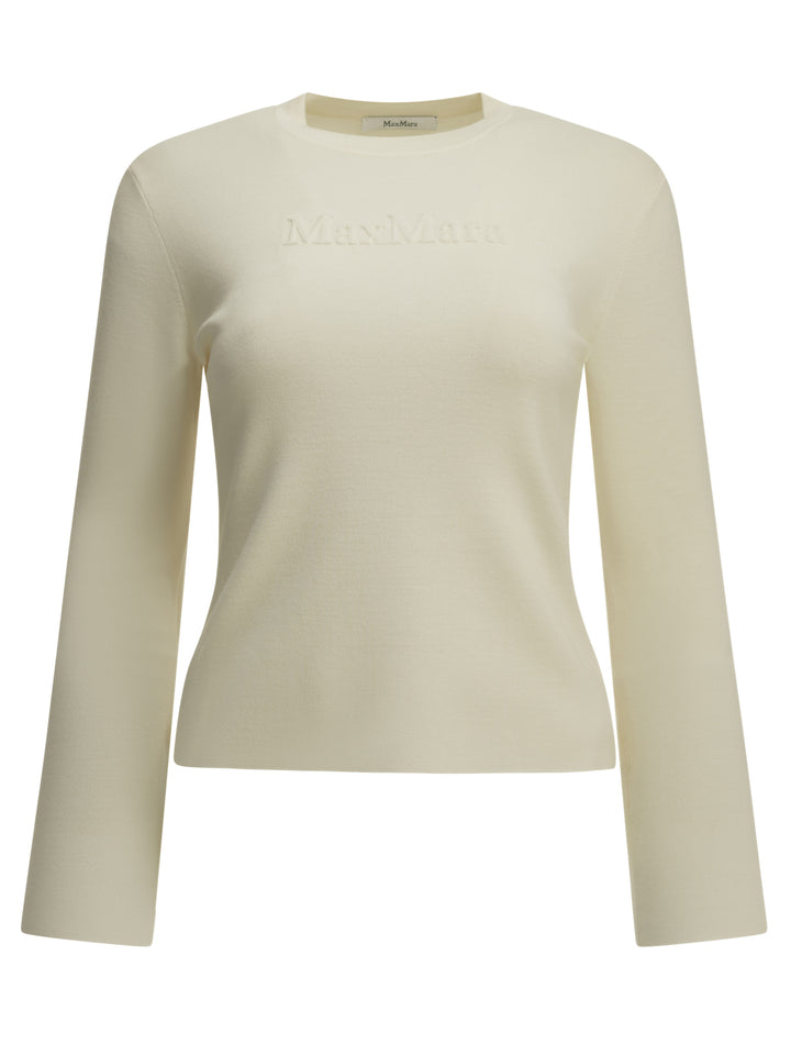 Max Mara Round-Neck T-Shirt Made Of Virgin Wool T-shirts - Bianco | b0ff5912e08d00b58aa652d92e5abcc85bf4a8eb