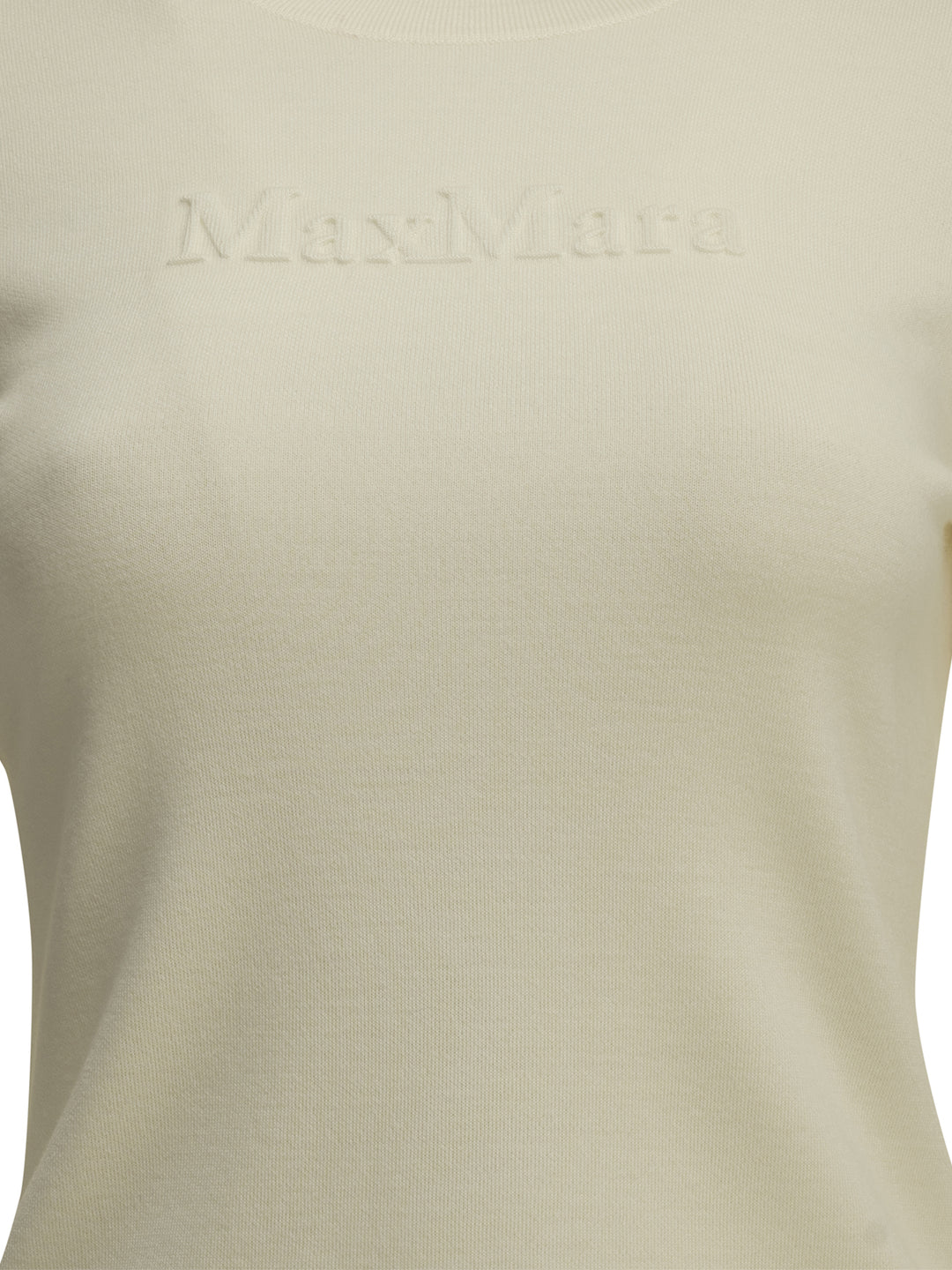 Max Mara Round-Neck T-Shirt Made Of Virgin Wool T-shirts - Bianco | 4c18b17696917bd33961906cad2056bcc1fc5e3a