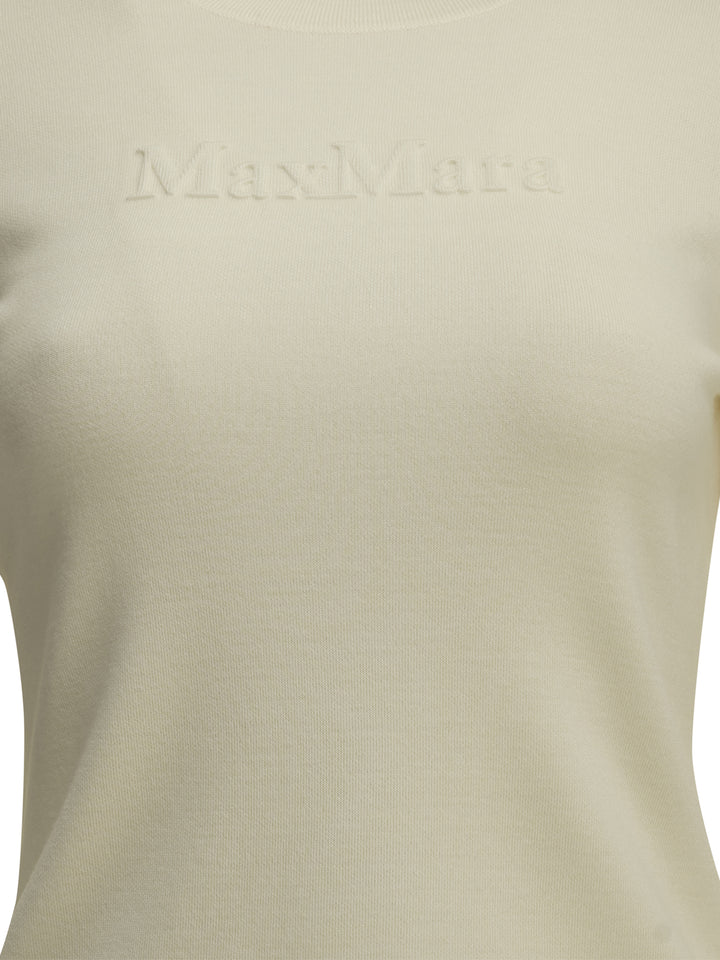 Max Mara Round-Neck T-Shirt Made Of Virgin Wool T-shirts - Bianco | 4c18b17696917bd33961906cad2056bcc1fc5e3a