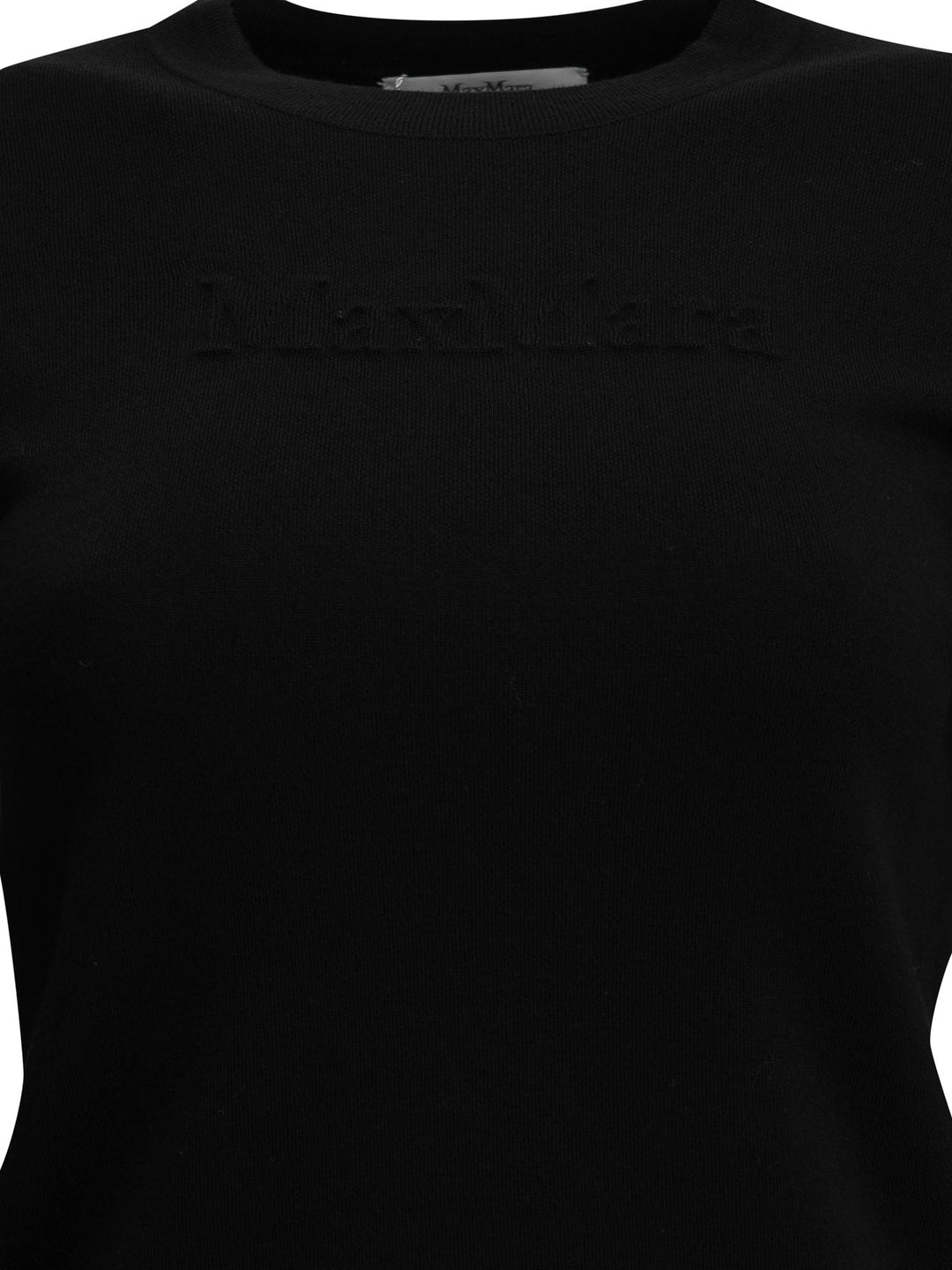 Max Mara Round-Neck T-Shirt Made Of Virgin Wool T-shirts - Nero | a1b86524a4d3577882e326d436a6a6ea7a2e7bc3