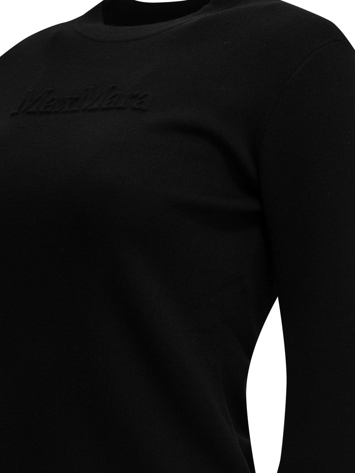 Max Mara Round-Neck T-Shirt Made Of Virgin Wool T-shirts - Nero | 2dd19199b091ceb14aad5dfda169e101b39bb5cd