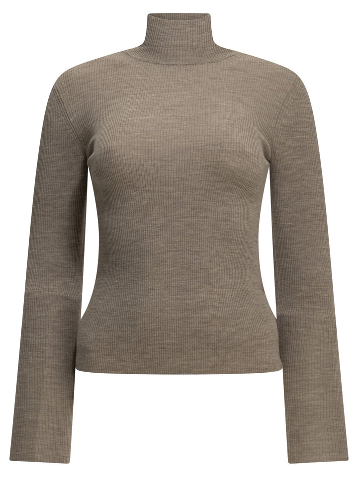 Max Mara Virgin Wool Turtleneck Sweater Knitwear - Beige | 169a13eced0a6eb4abae163b117a2cd3a2cc49f3