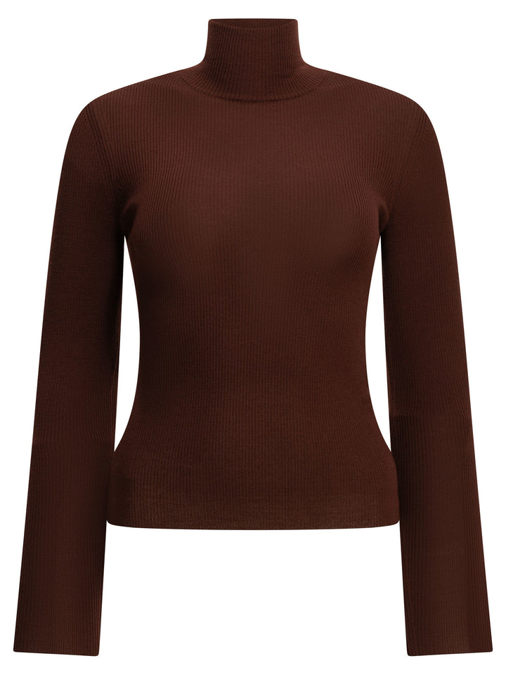 Max Mara Virgin Wool Turtleneck Sweater Strickware Bordeaux