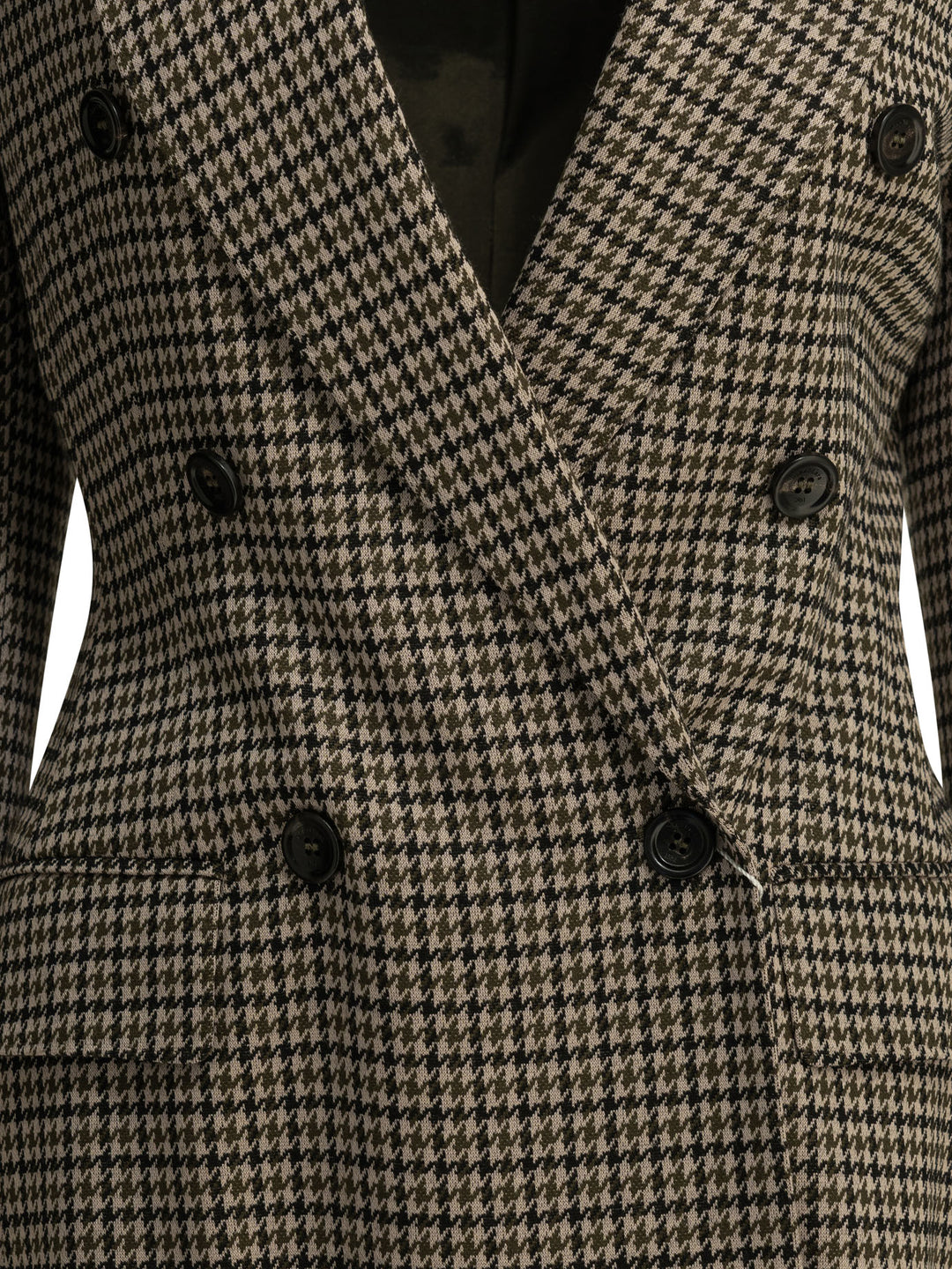 Max Mara Double-Breasted Houndstooth Blazer Jackets and Coats - Marrone | 73ad256b342835969d98a17b78066e1f541ca998