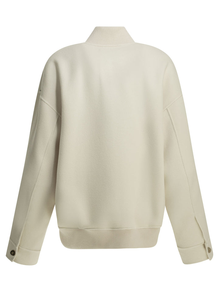 Max Mara Sportmax Virgin Wool Bomber Jacket Jackets and Coats - Bianco | 42548c5add1ed476b67b7d610cb39e58094b56f0