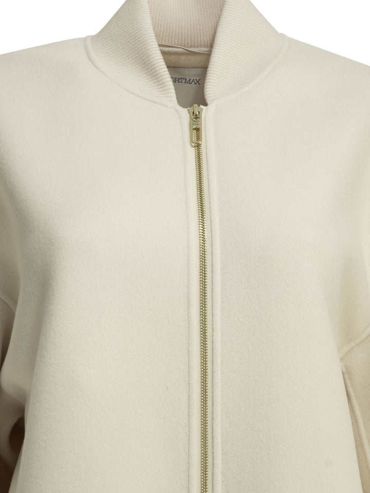 Max Mara Sportmax Virgin Wool Bomber Jacket Jackets and Coats - Bianco | 89989c565d6d0528d34d8b20b2d5497660bc66c2