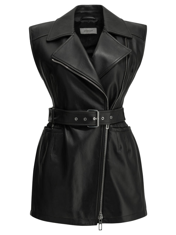 Sleeveless Leather Jacket Jackets And Coats Nero