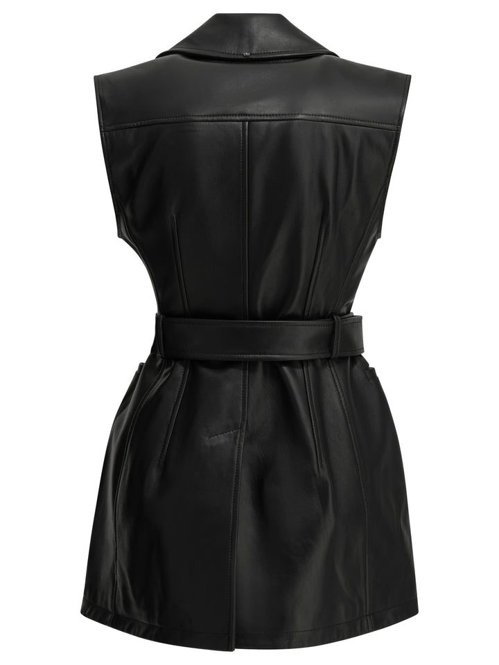 Max Mara Sportmax Sleeveless Leather Jacket Jackets and Coats - Nero | 628ca7ededfbf02126d6a354e70206e7dc8517e5