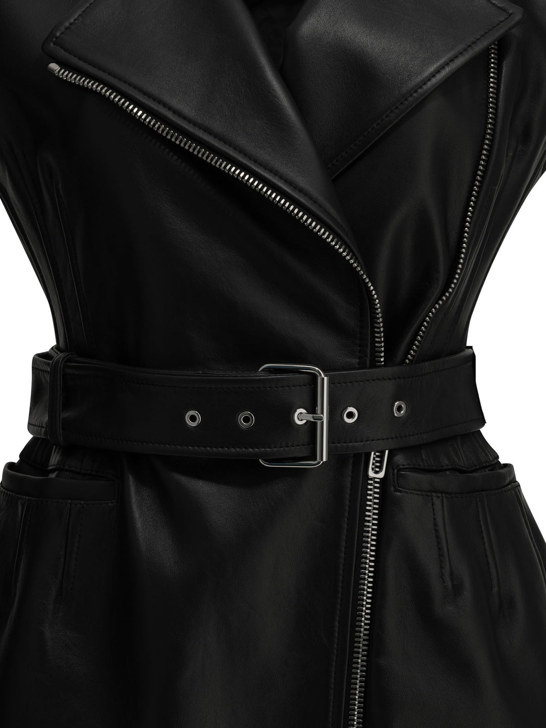 Max Mara Sportmax Sleeveless Leather Jacket Jackets and Coats - Nero | 0e5f4dcae06774d5edac6389ba888f3c1e257a45
