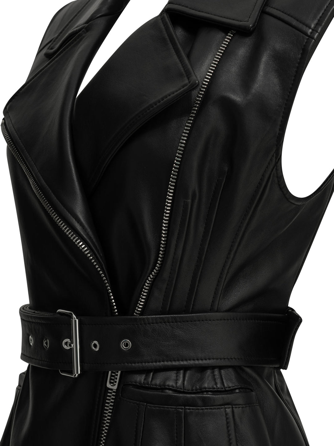 Max Mara Sportmax Sleeveless Leather Jacket Jackets and Coats - Nero | 4ca429b910b29f7470ba8e3092fa67d7d9736472