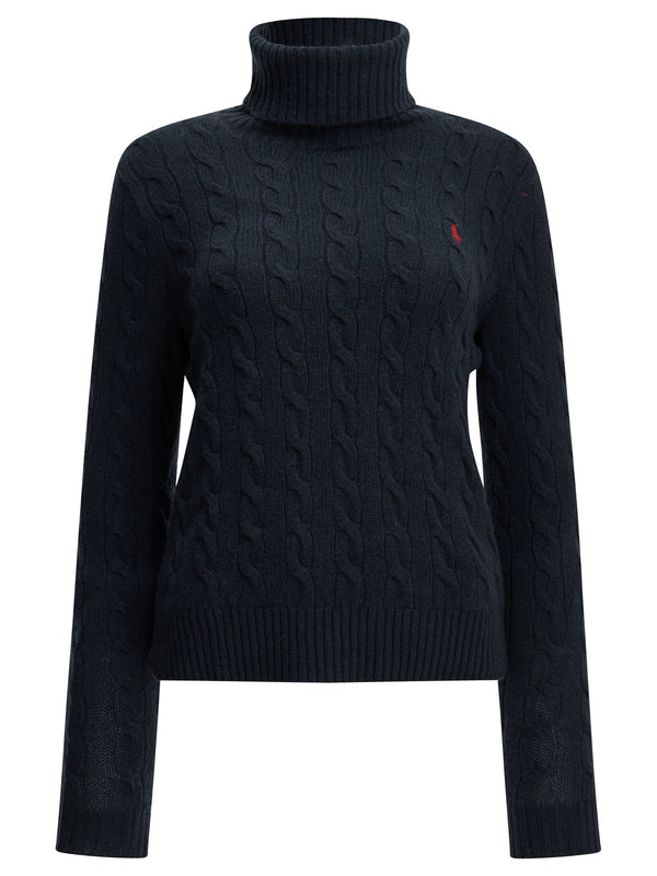 Turtleneck Sweater With Logo Knitwear Blu