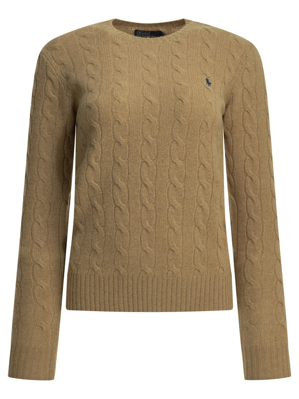 Crew-Neck Sweater With Logo Knitwear Beige
