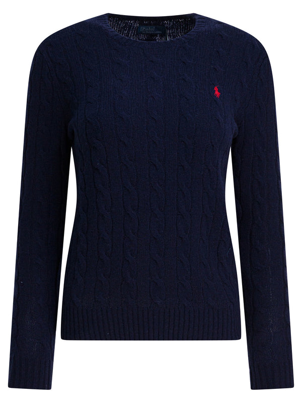 Crew-Neck Sweater With Logo Made Of Wool And Cashmere Knitwear Blu