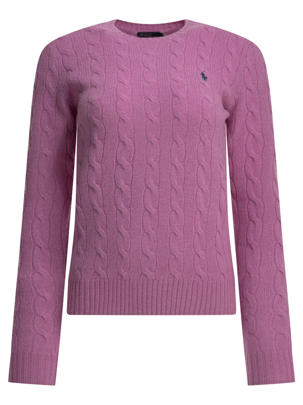 Crew-Neck Sweater With Logo Knitwear Fucsia