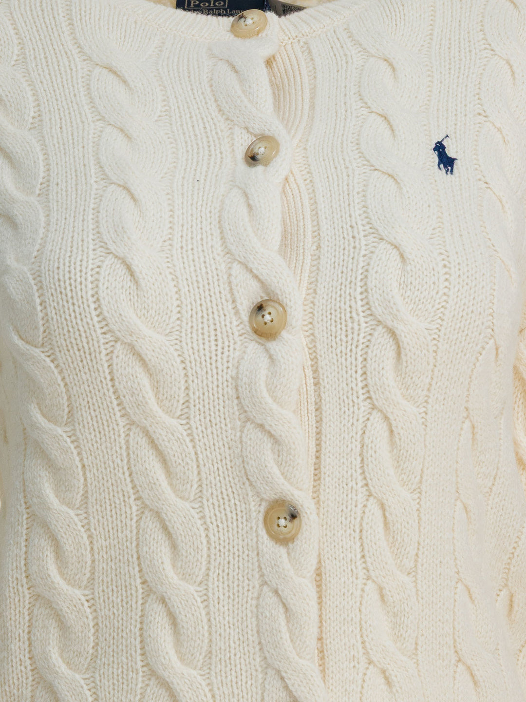 Polo Ralph Lauren Wool And Cashmere Cardigan With Logo Knitwear - Bianco | cb382f8cf8f6b2c276c18c819b5949ae2042a894