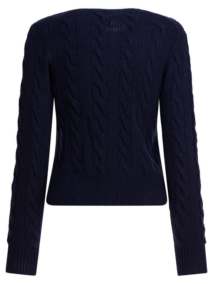 Polo Ralph Lauren Wool And Cashmere Cardigan With Logo Knitwear - Blu | 99ac60757f60a201c8752cf16c01777f12d6de98