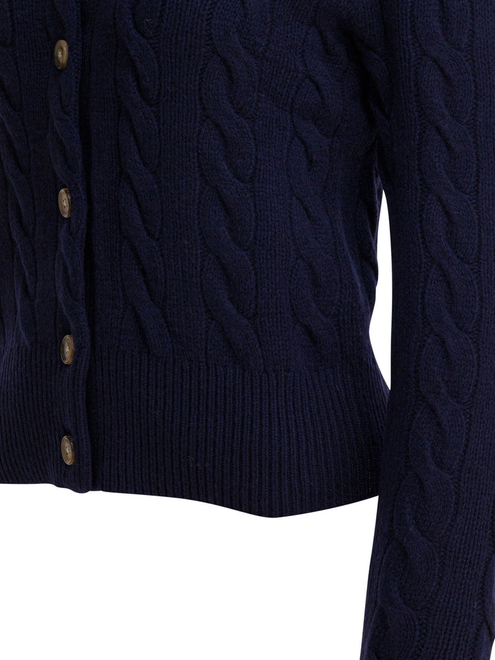 Polo Ralph Lauren Wool And Cashmere Cardigan With Logo Knitwear - Blu | 47e099edd71e38353d179fea0fd96841b6ca85ad